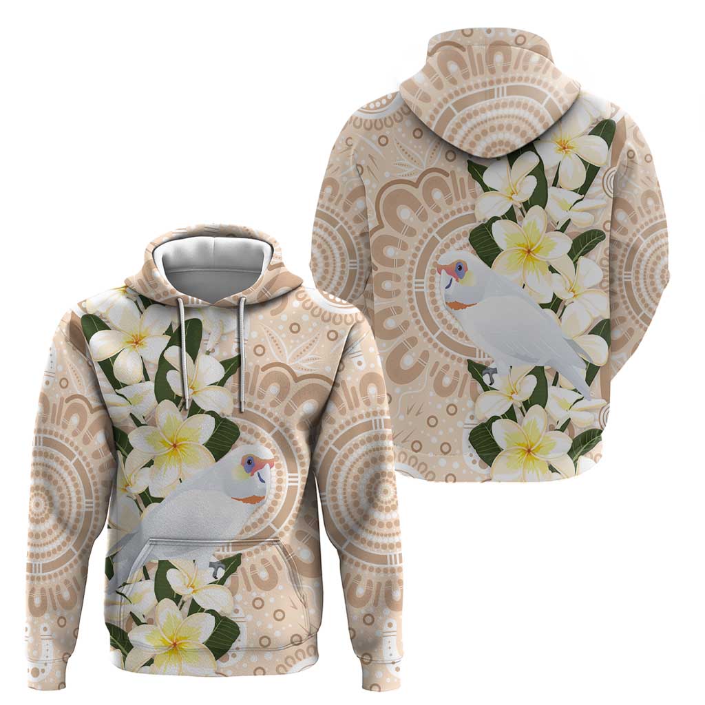 Australia Long-billed Corella Zip Hoodie Cacatua Tenuirostris Plumeria Aboriginal Art - Aussie Hoodie