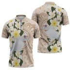 Australia Long-billed Corella Zipper Polo Shirt Cacatua Tenuirostris Plumeria Aboriginal Art - Aussie Hoodie