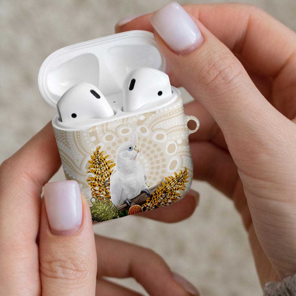 Australia Little Corella AirPods Case Cacatua Sanguinea Western Grevillea Aboriginal Art - Aussie Hoodie