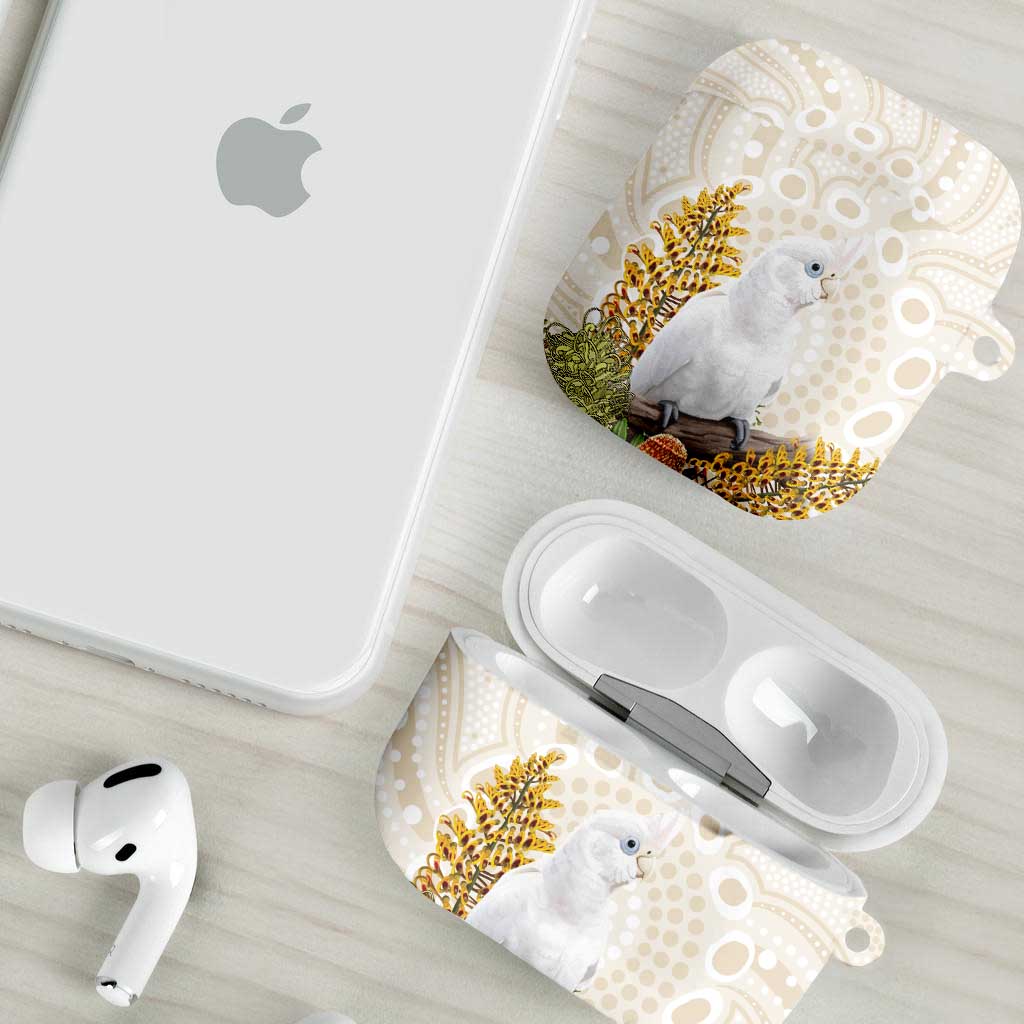 Australia Little Corella AirPods Case Cacatua Sanguinea Western Grevillea Aboriginal Art - Aussie Hoodie