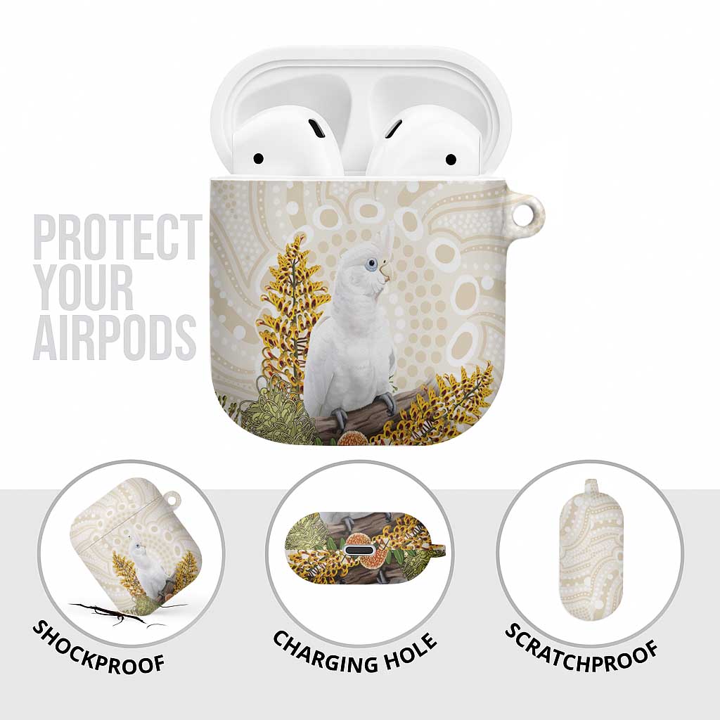 Australia Little Corella AirPods Case Cacatua Sanguinea Western Grevillea Aboriginal Art - Aussie Hoodie