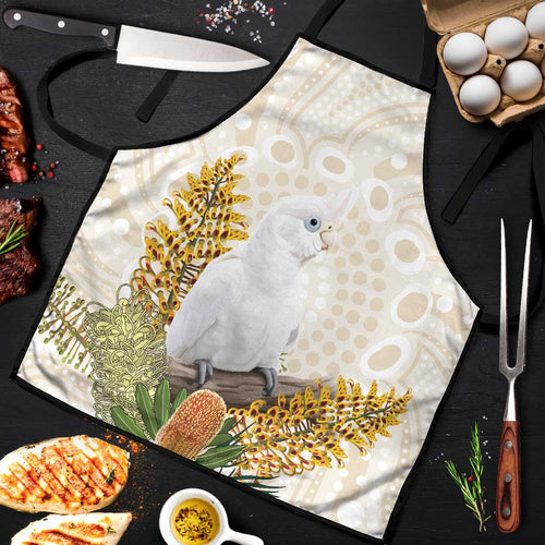 Australia Little Corella Apron Cacatua Sanguinea Western Grevillea Aboriginal Art - Aussie Hoodie