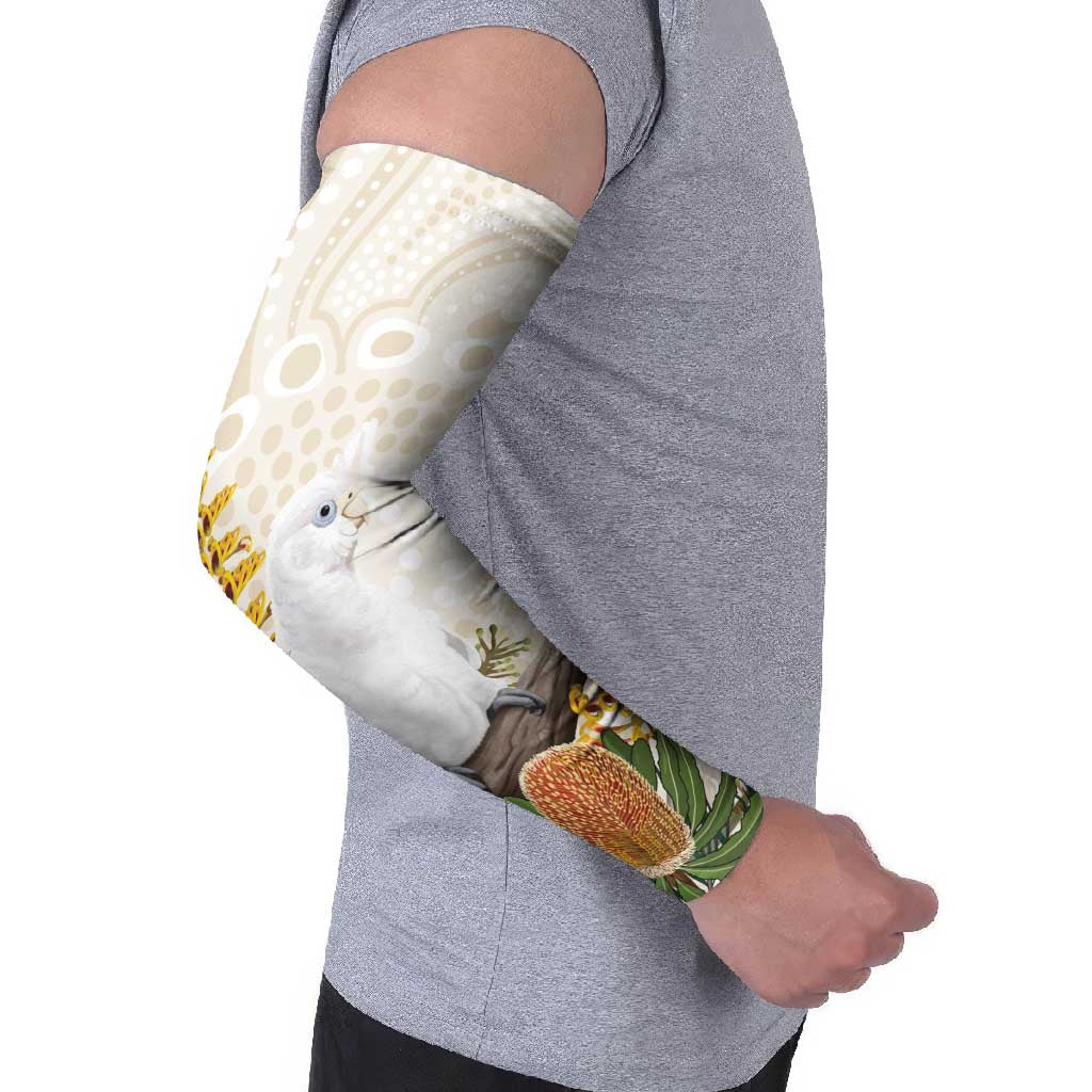 Australia Little Corella Arm Sleeves Cacatua Sanguinea Western Grevillea Aboriginal Art - Aussie Hoodie