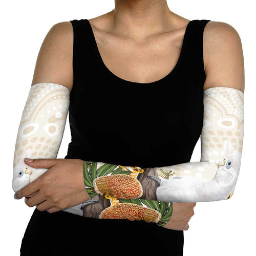 Australia Little Corella Arm Sleeves Cacatua Sanguinea Western Grevillea Aboriginal Art - Aussie Hoodie