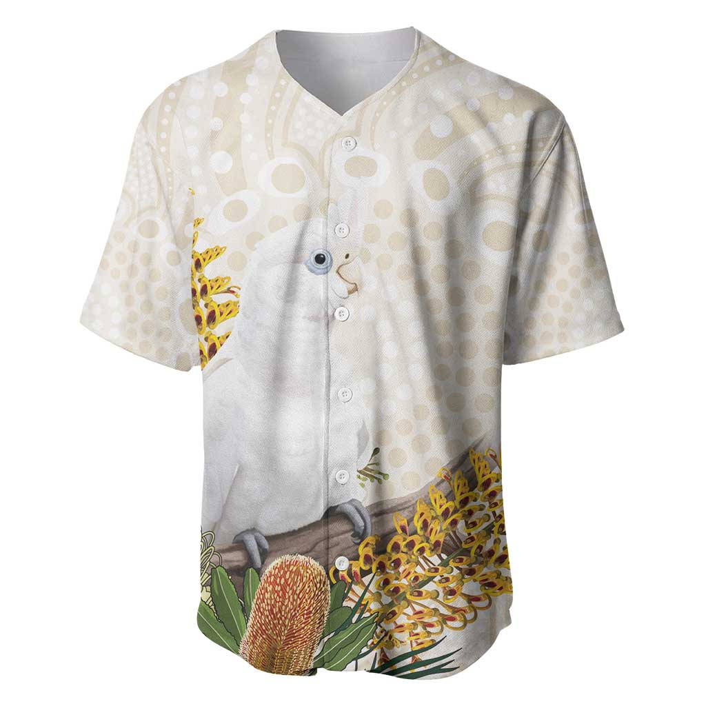Australia Little Corella Baseball Jersey Cacatua Sanguinea Western Grevillea Aboriginal Art - Aussie Hoodie