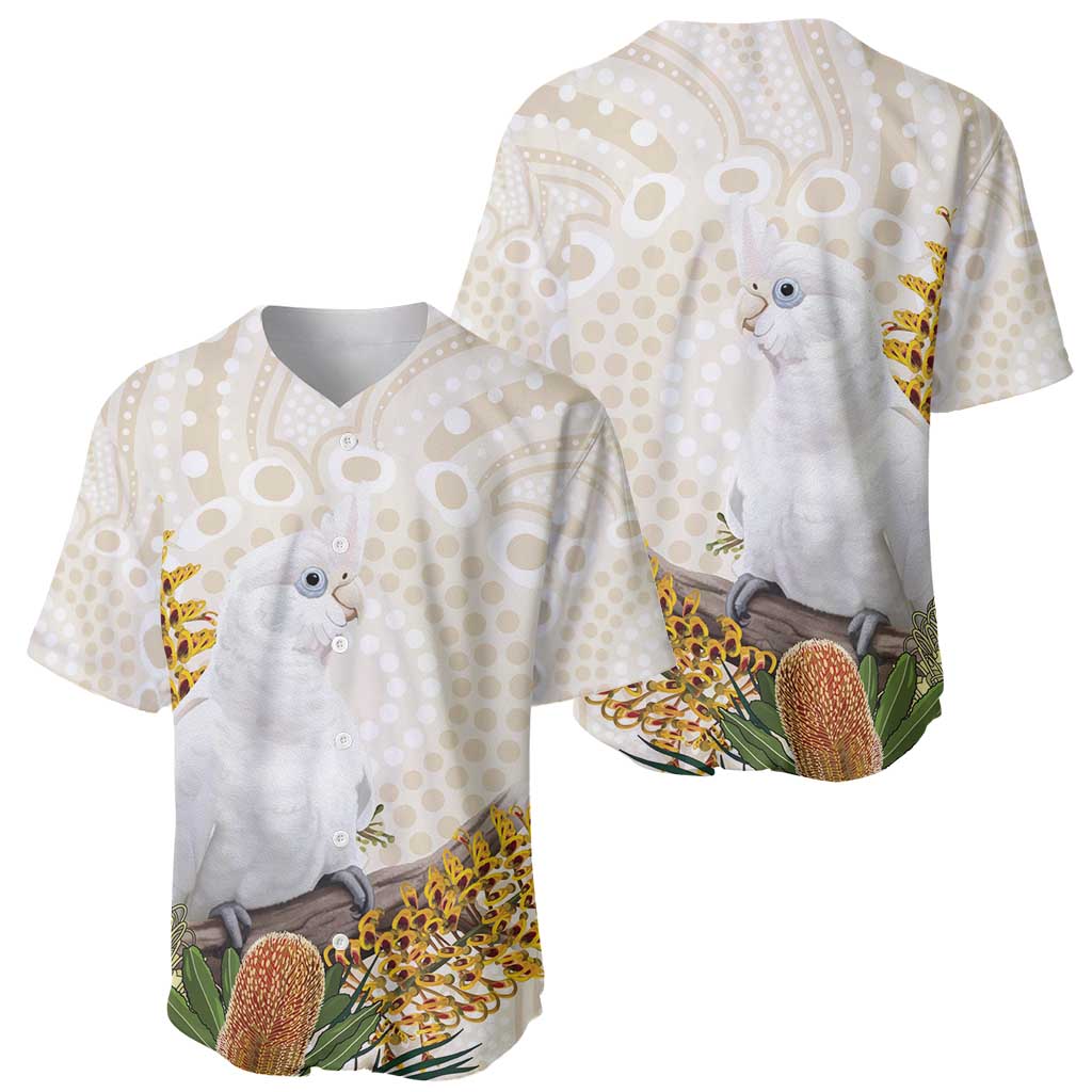 Australia Little Corella Baseball Jersey Cacatua Sanguinea Western Grevillea Aboriginal Art - Aussie Hoodie