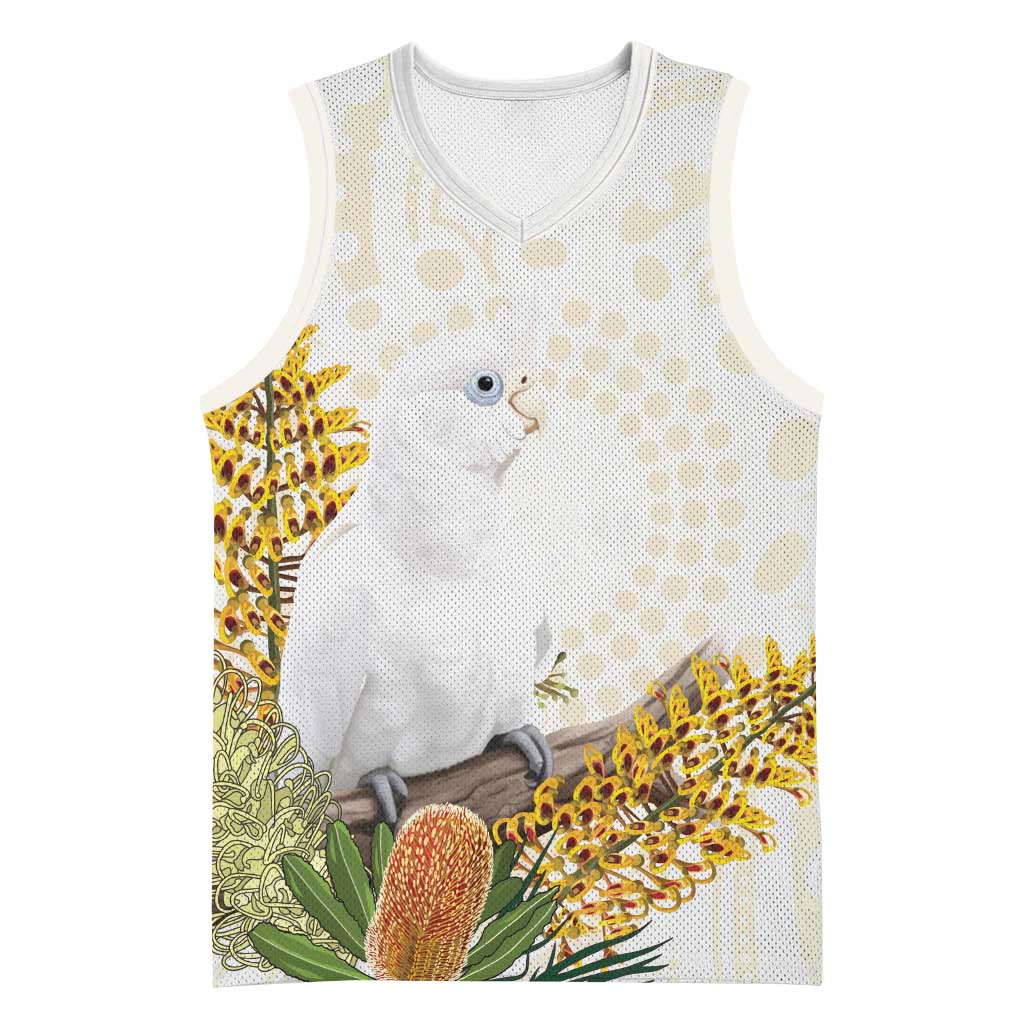 Australia Little Corella Basketball Jersey Cacatua Sanguinea Western Grevillea Aboriginal Art - Aussie Hoodie