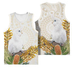 Australia Little Corella Basketball Jersey Cacatua Sanguinea Western Grevillea Aboriginal Art - Aussie Hoodie