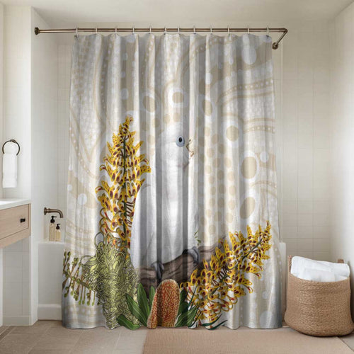 Australia Little Corella Bathroom Set Cacatua Sanguinea Western Grevillea Aboriginal Art - Aussie Hoodie