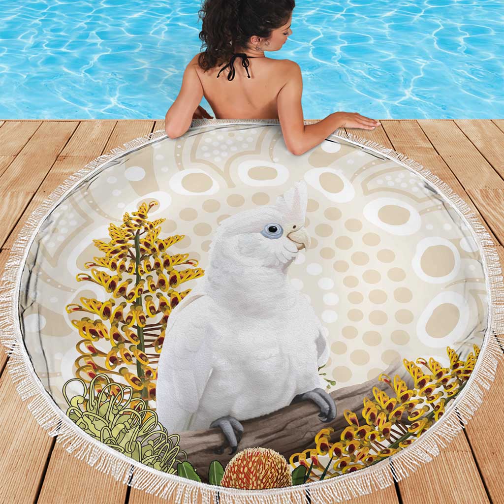 Australia Little Corella Beach Blanket Cacatua Sanguinea Western Grevillea Aboriginal Art - Aussie Hoodie