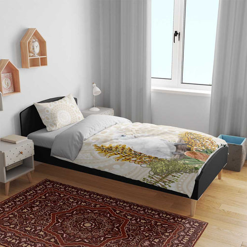 Australia Little Corella Bedding Set Cacatua Sanguinea Western Grevillea Aboriginal Art - Aussie Hoodie