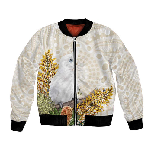 Australia Little Corella Bomber Jacket Cacatua Sanguinea Western Grevillea Aboriginal Art - Aussie Hoodie