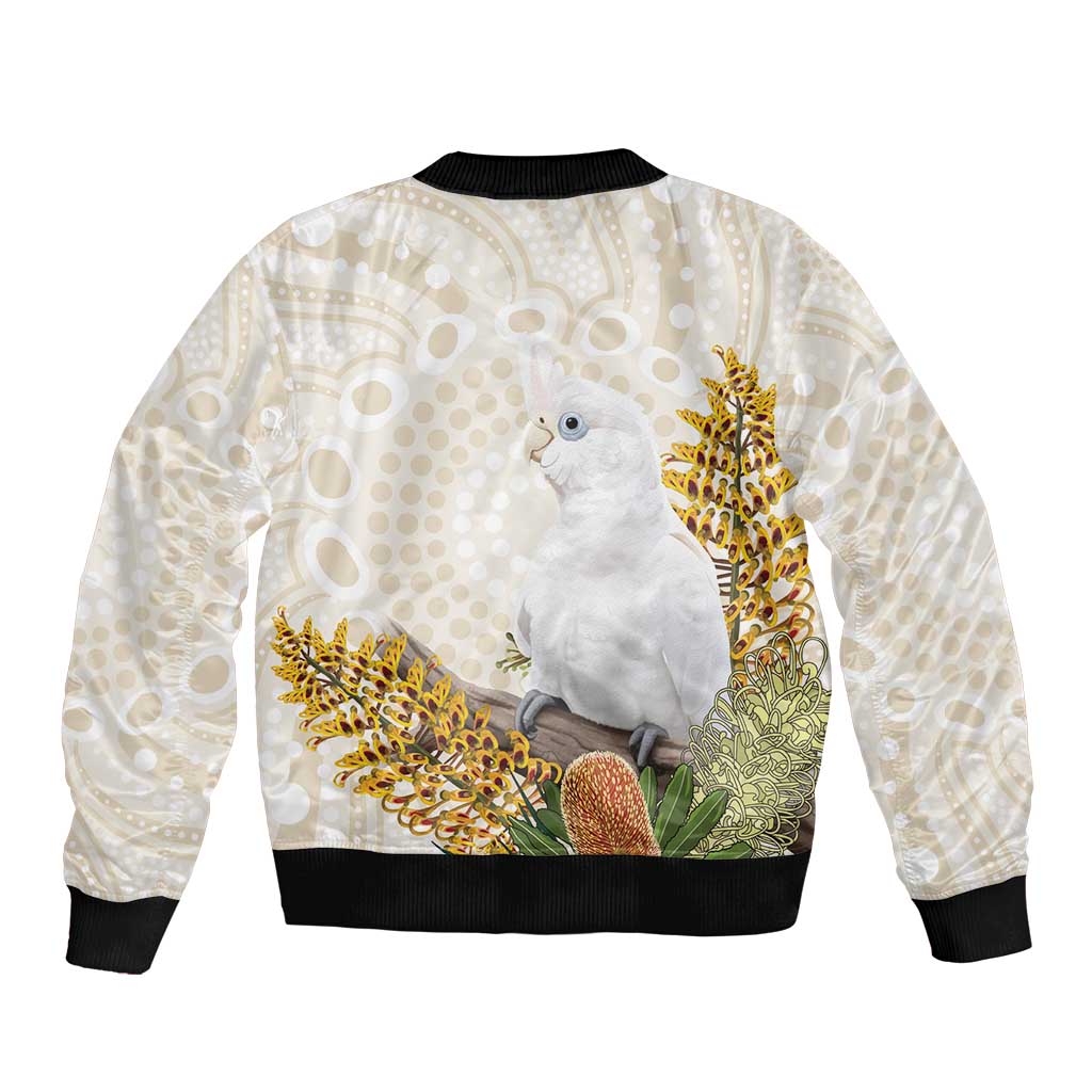Australia Little Corella Bomber Jacket Cacatua Sanguinea Western Grevillea Aboriginal Art - Aussie Hoodie