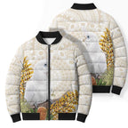 Australia Little Corella Bomber Puffer Jacket Cacatua Sanguinea Western Grevillea Aboriginal Art - Aussie Hoodie