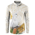 Australia Little Corella Button Sweatshirt Cacatua Sanguinea Western Grevillea Aboriginal Art - Aussie Hoodie
