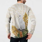 Australia Little Corella Button Sweatshirt Cacatua Sanguinea Western Grevillea Aboriginal Art - Aussie Hoodie