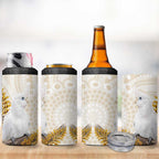Australia Little Corella 4 in 1 Can Cooler Tumbler Cacatua Sanguinea Western Grevillea Aboriginal Art - Aussie Hoodie
