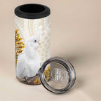 Australia Little Corella 4 in 1 Can Cooler Tumbler Cacatua Sanguinea Western Grevillea Aboriginal Art - Aussie Hoodie