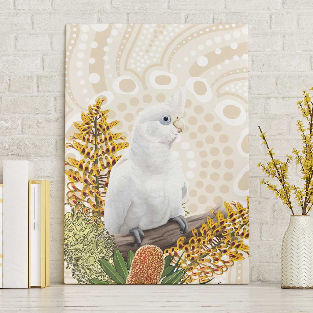 Australia Little Corella Canvas Wall Art Cacatua Sanguinea Western Grevillea Aboriginal Art - Aussie Hoodie