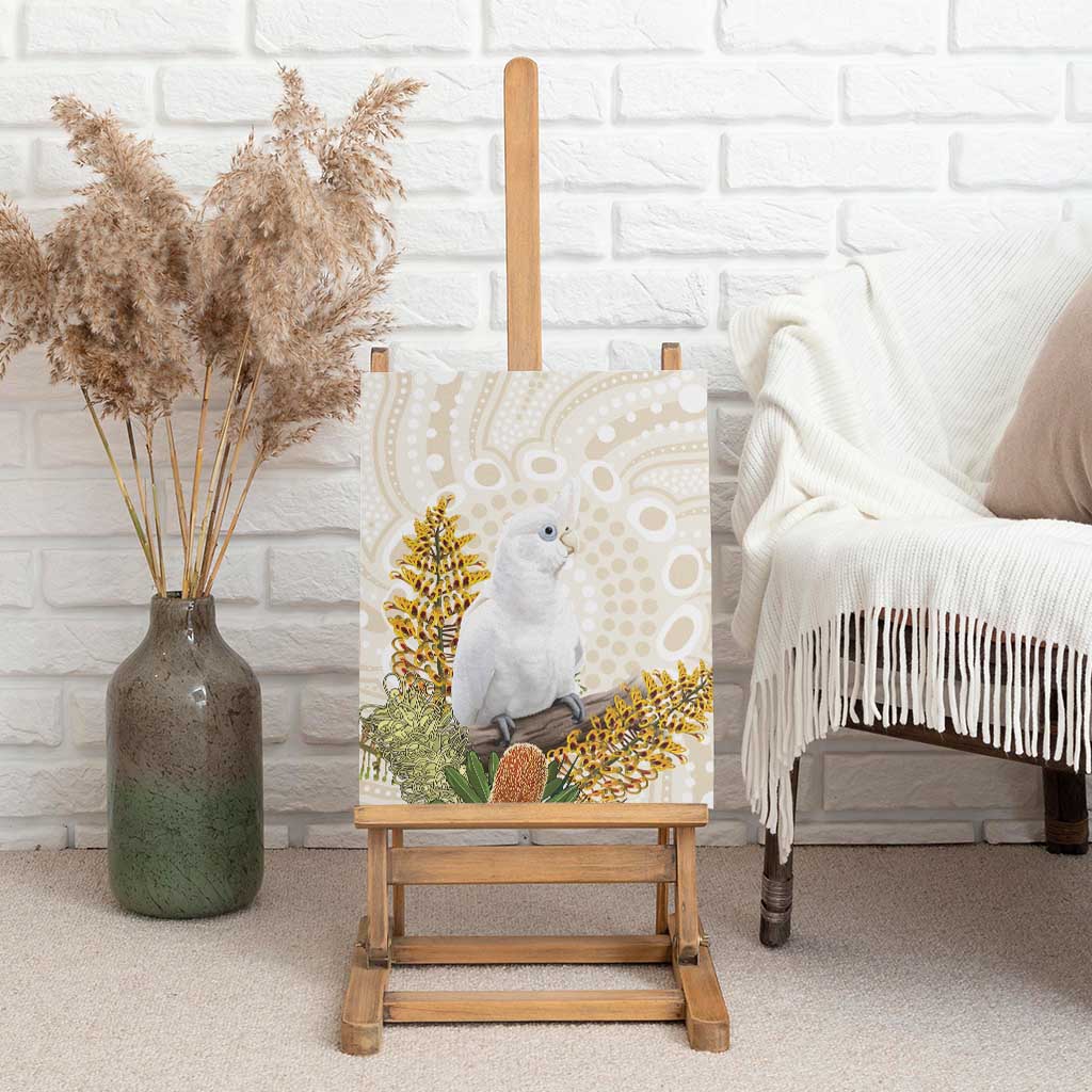 Australia Little Corella Canvas Wall Art Cacatua Sanguinea Western Grevillea Aboriginal Art - Aussie Hoodie
