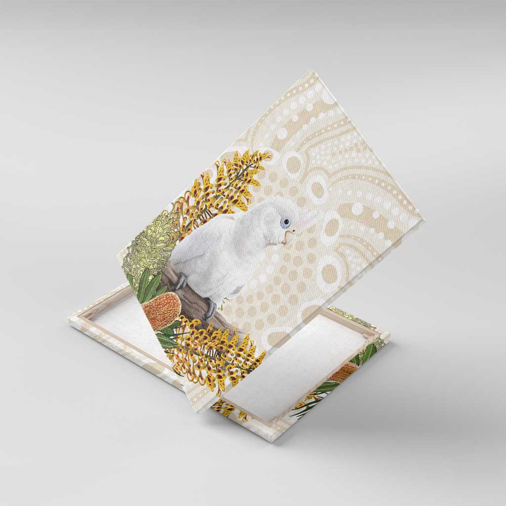 Australia Little Corella Canvas Wall Art Cacatua Sanguinea Western Grevillea Aboriginal Art - Aussie Hoodie