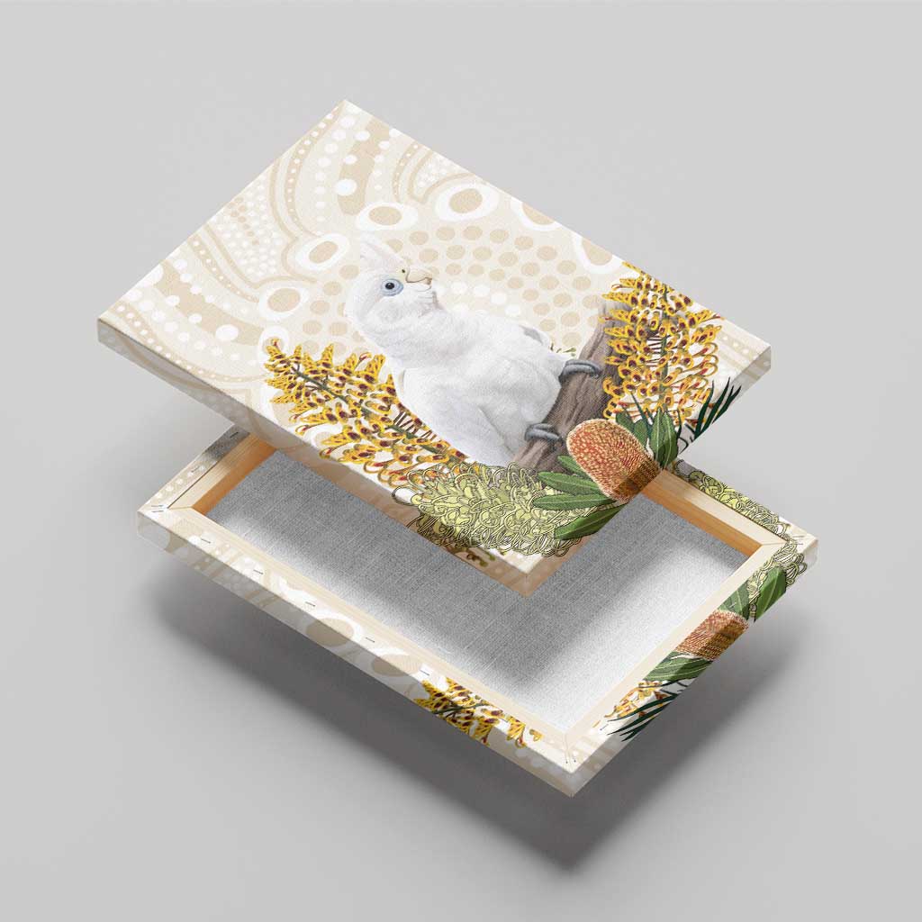 Australia Little Corella Canvas Wall Art Cacatua Sanguinea Western Grevillea Aboriginal Art - Aussie Hoodie