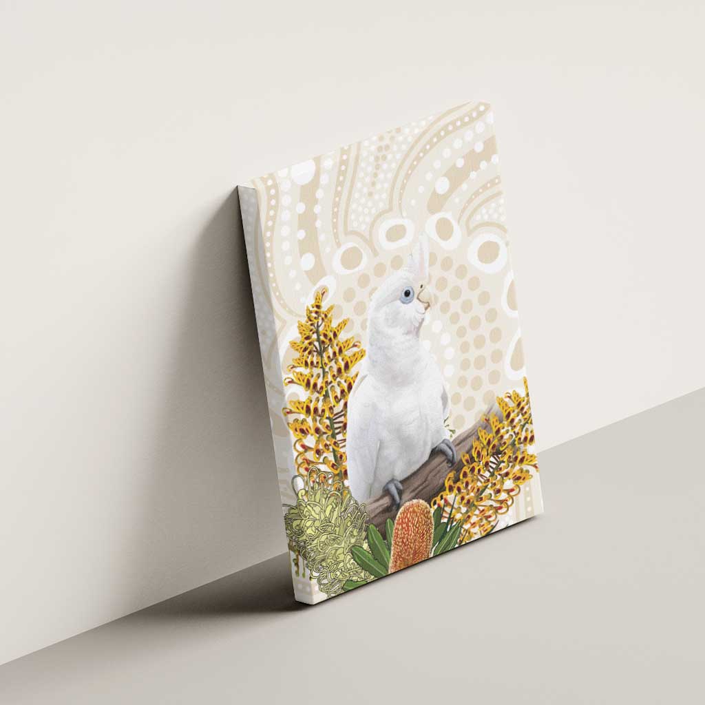 Australia Little Corella Canvas Wall Art Cacatua Sanguinea Western Grevillea Aboriginal Art - Aussie Hoodie