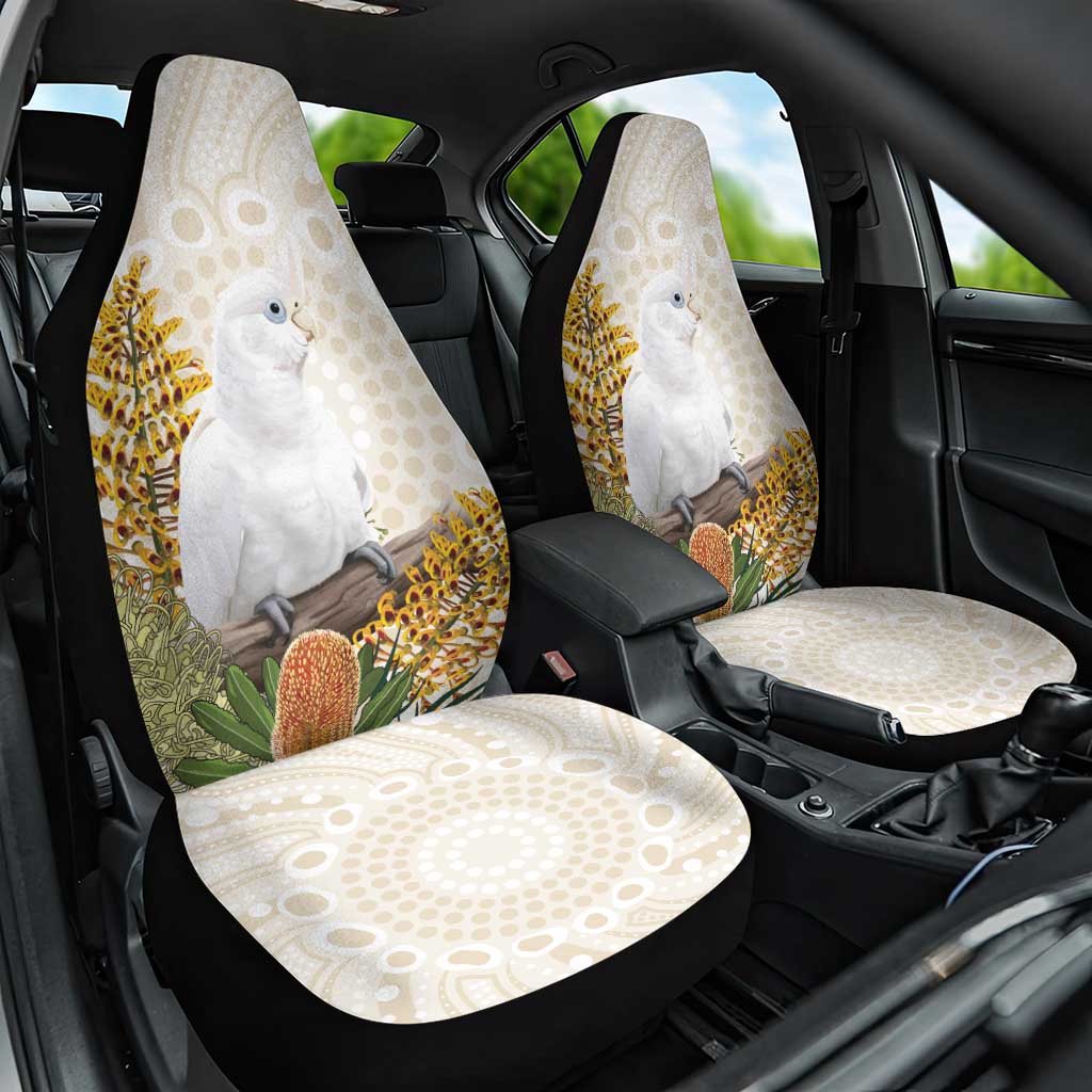 Australia Little Corella Car Seat Cover Cacatua Sanguinea Western Grevillea Aboriginal Art - Aussie Hoodie