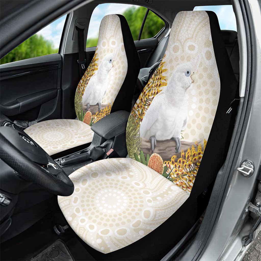 Australia Little Corella Car Seat Cover Cacatua Sanguinea Western Grevillea Aboriginal Art - Aussie Hoodie