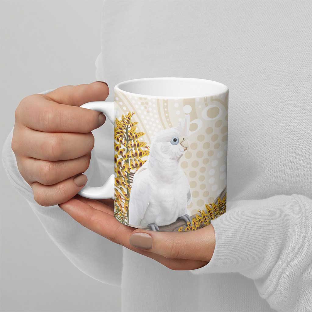 Australia Little Corella Ceramic Mug Cacatua Sanguinea Western Grevillea Aboriginal Art - Aussie Hoodie