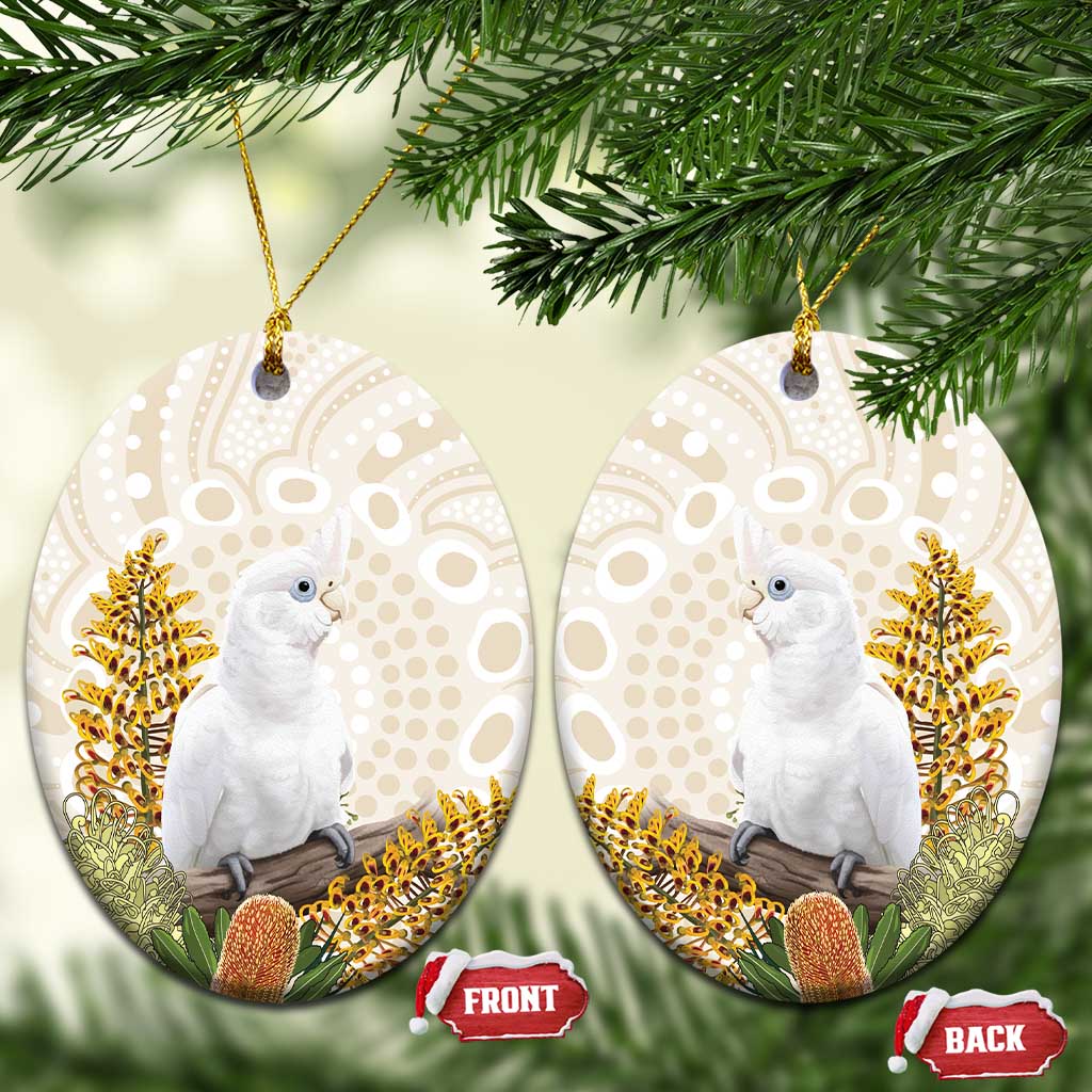 Australia Little Corella Ceramic Ornament Cacatua Sanguinea Western Grevillea Aboriginal Art - Aussie Hoodie