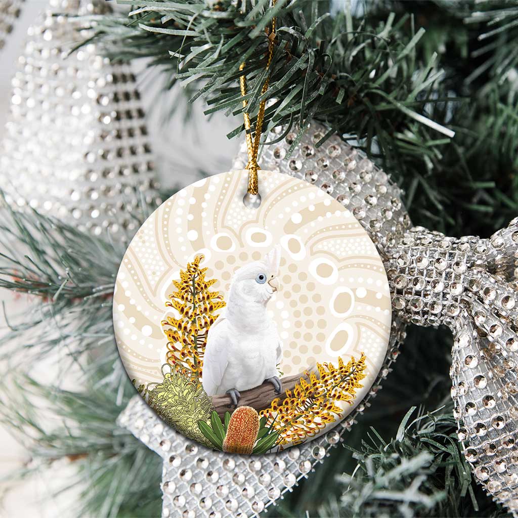 Australia Little Corella Ceramic Ornament Cacatua Sanguinea Western Grevillea Aboriginal Art - Aussie Hoodie