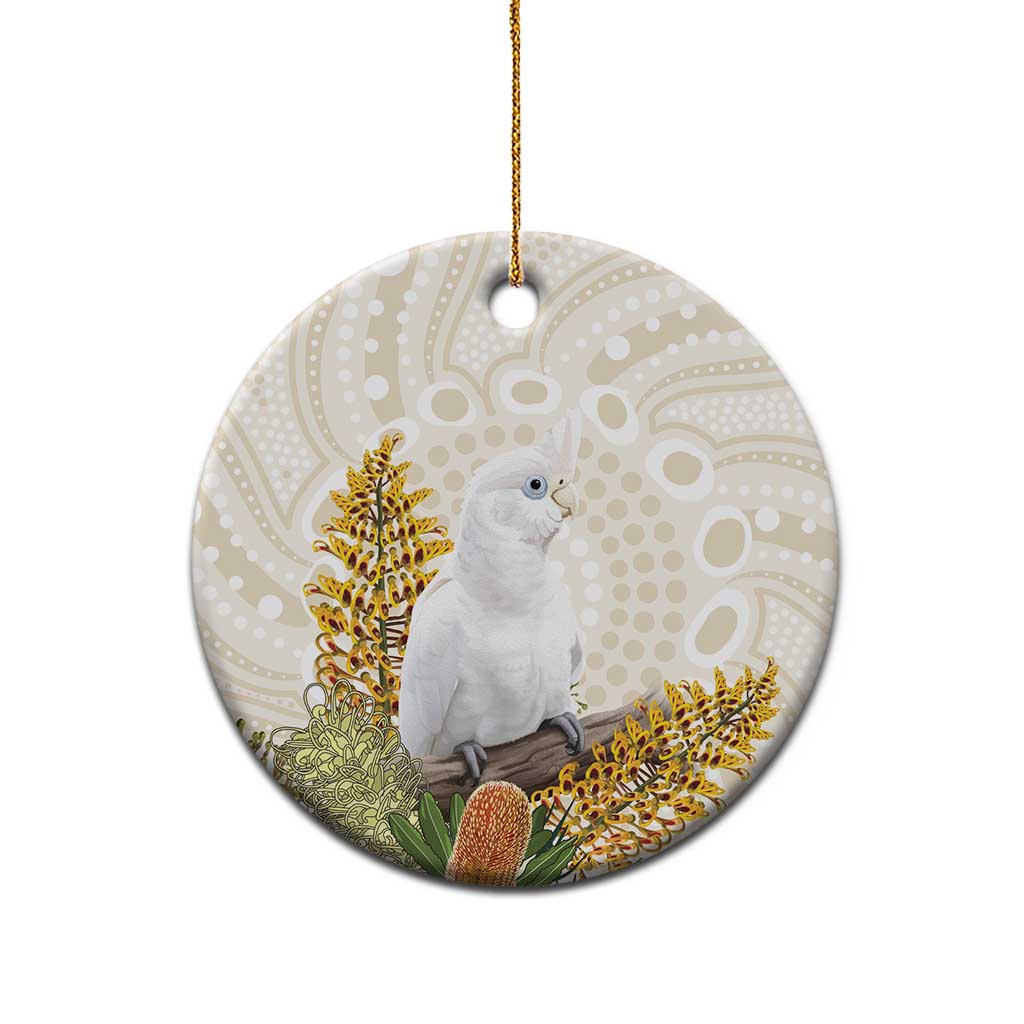 Australia Little Corella Ceramic Ornament Cacatua Sanguinea Western Grevillea Aboriginal Art - Aussie Hoodie