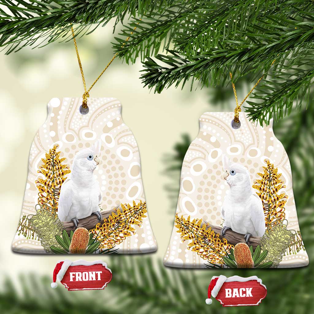 Australia Little Corella Ceramic Ornament Cacatua Sanguinea Western Grevillea Aboriginal Art - Aussie Hoodie