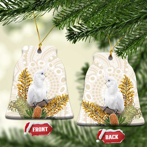 Australia Little Corella Ceramic Ornament Cacatua Sanguinea Western Grevillea Aboriginal Art - Aussie Hoodie