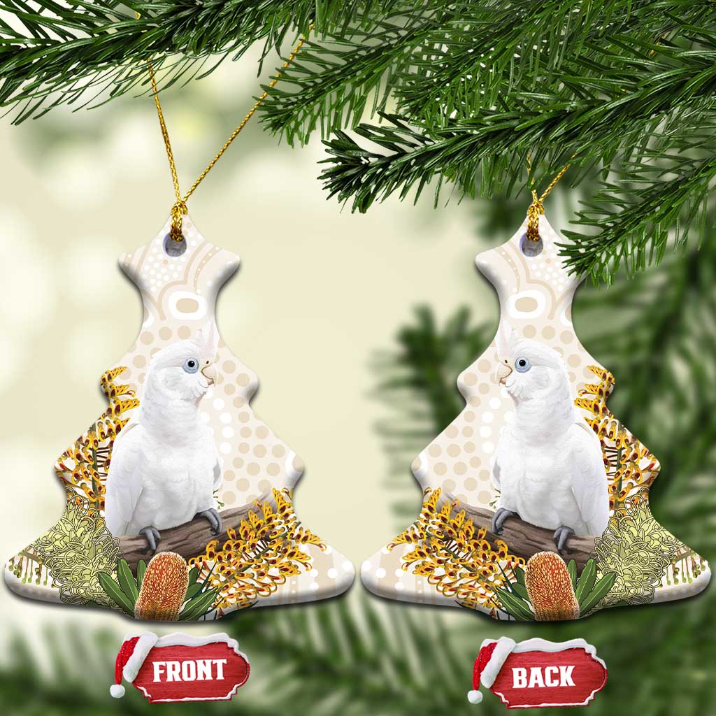 Australia Little Corella Ceramic Ornament Cacatua Sanguinea Western Grevillea Aboriginal Art - Aussie Hoodie