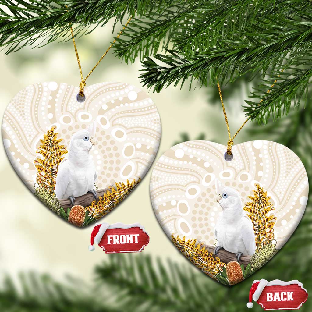 Australia Little Corella Ceramic Ornament Cacatua Sanguinea Western Grevillea Aboriginal Art - Aussie Hoodie