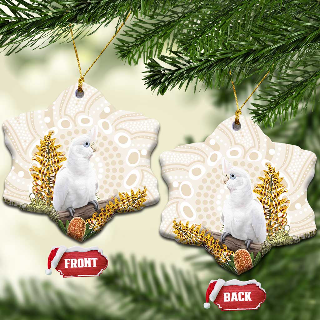 Australia Little Corella Ceramic Ornament Cacatua Sanguinea Western Grevillea Aboriginal Art - Aussie Hoodie