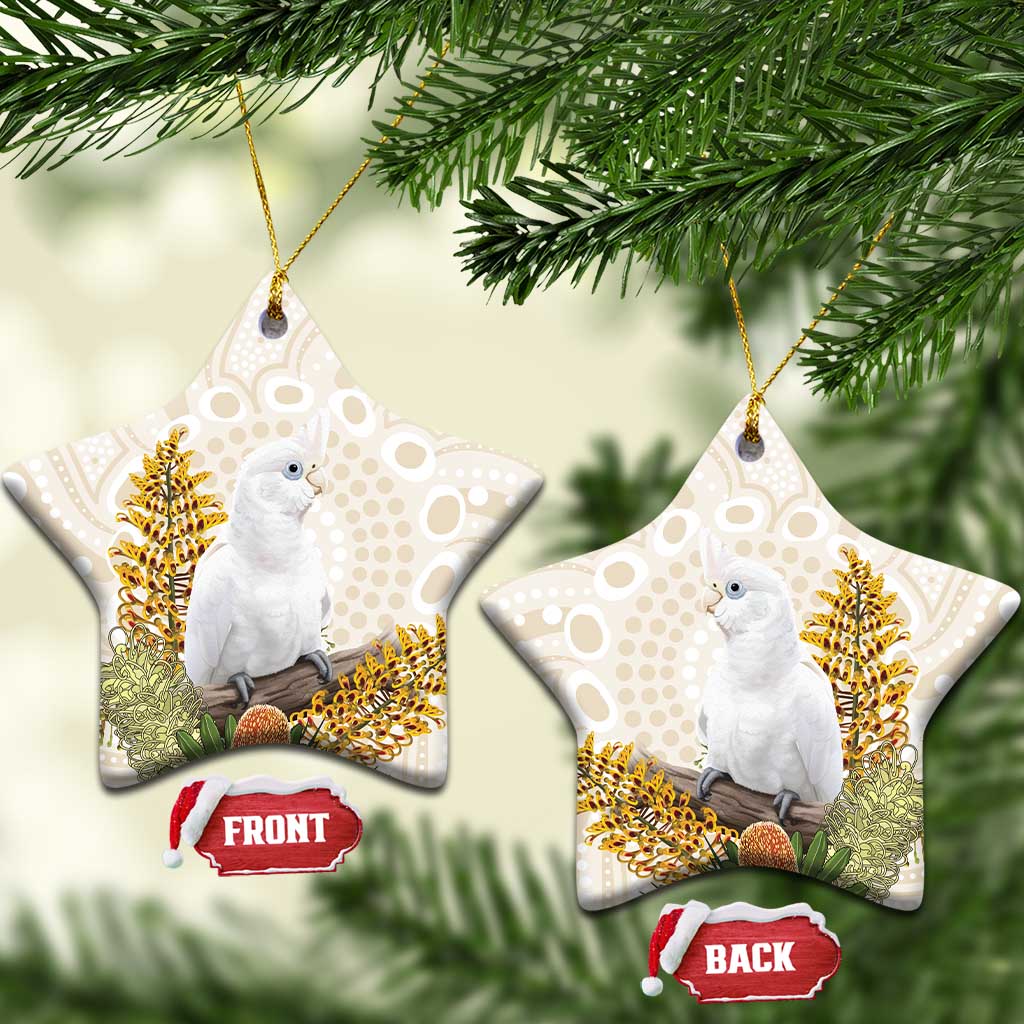 Australia Little Corella Ceramic Ornament Cacatua Sanguinea Western Grevillea Aboriginal Art - Aussie Hoodie