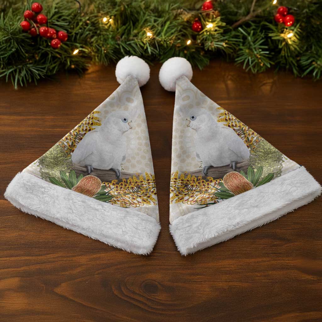 Australia Little Corella Christmas Santa Hat Cacatua Sanguinea Western Grevillea Aboriginal Art - Aussie Hoodie