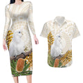 Australia Little Corella Couples Matching Long Sleeve Bodycon Dress and Hawaiian Shirt Cacatua Sanguinea Western Grevillea Aboriginal Art - Aussie Hoodie