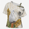 Australia Little Corella Cross Shoulder Shirt Cacatua Sanguinea Western Grevillea Aboriginal Art - Aussie Hoodie