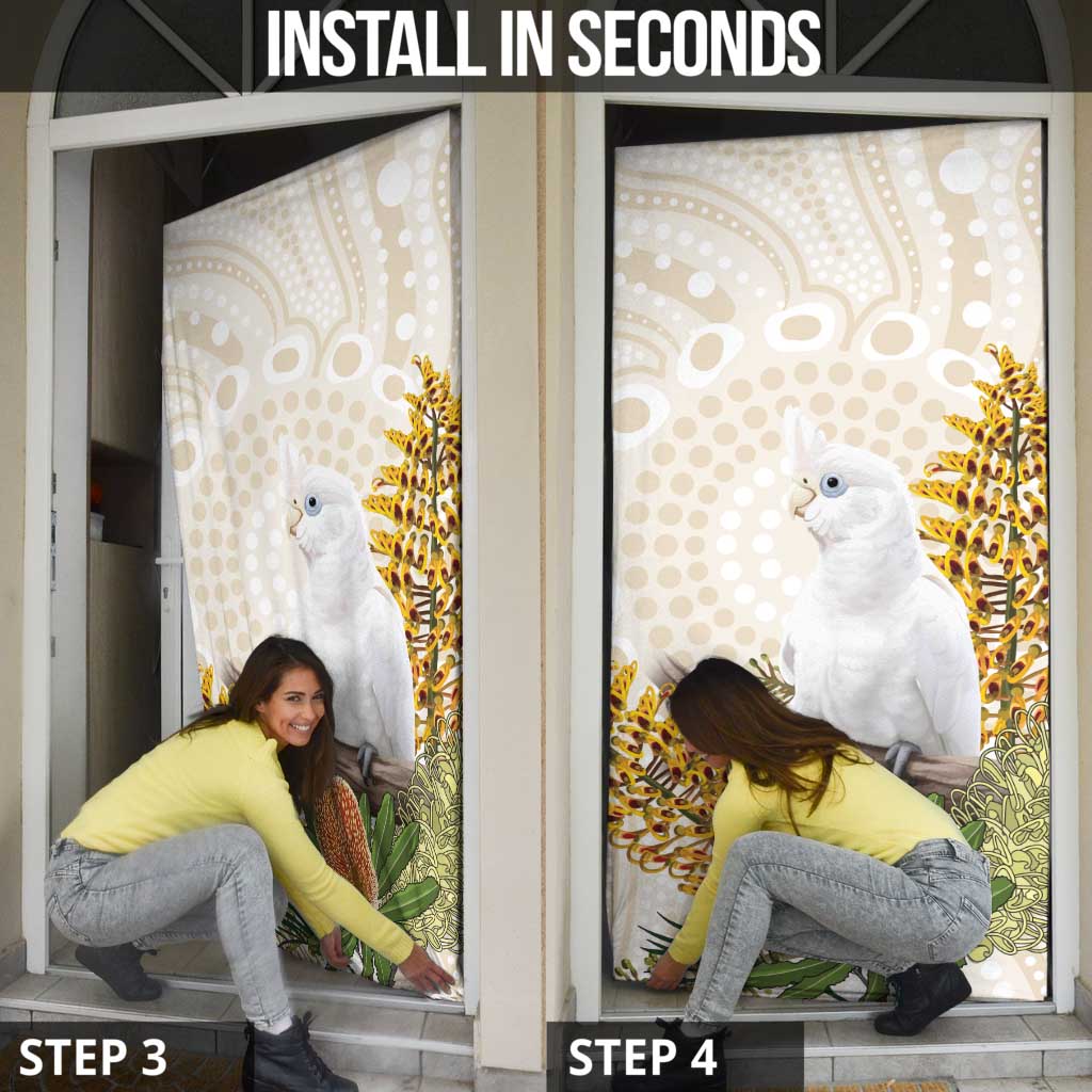 Australia Little Corella Door Cover Cacatua Sanguinea Western Grevillea Aboriginal Art - Aussie Hoodie