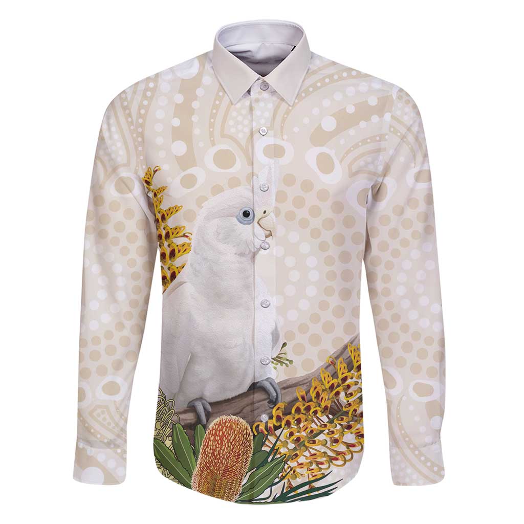 Australia Little Corella Family Matching Long Sleeve Bodycon Dress and Hawaiian Shirt Cacatua Sanguinea Western Grevillea Aboriginal Art - Aussie Hoodie