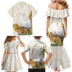 Australia Little Corella Family Matching Mermaid Dress and Hawaiian Shirt Cacatua Sanguinea Western Grevillea Aboriginal Art - Aussie Hoodie