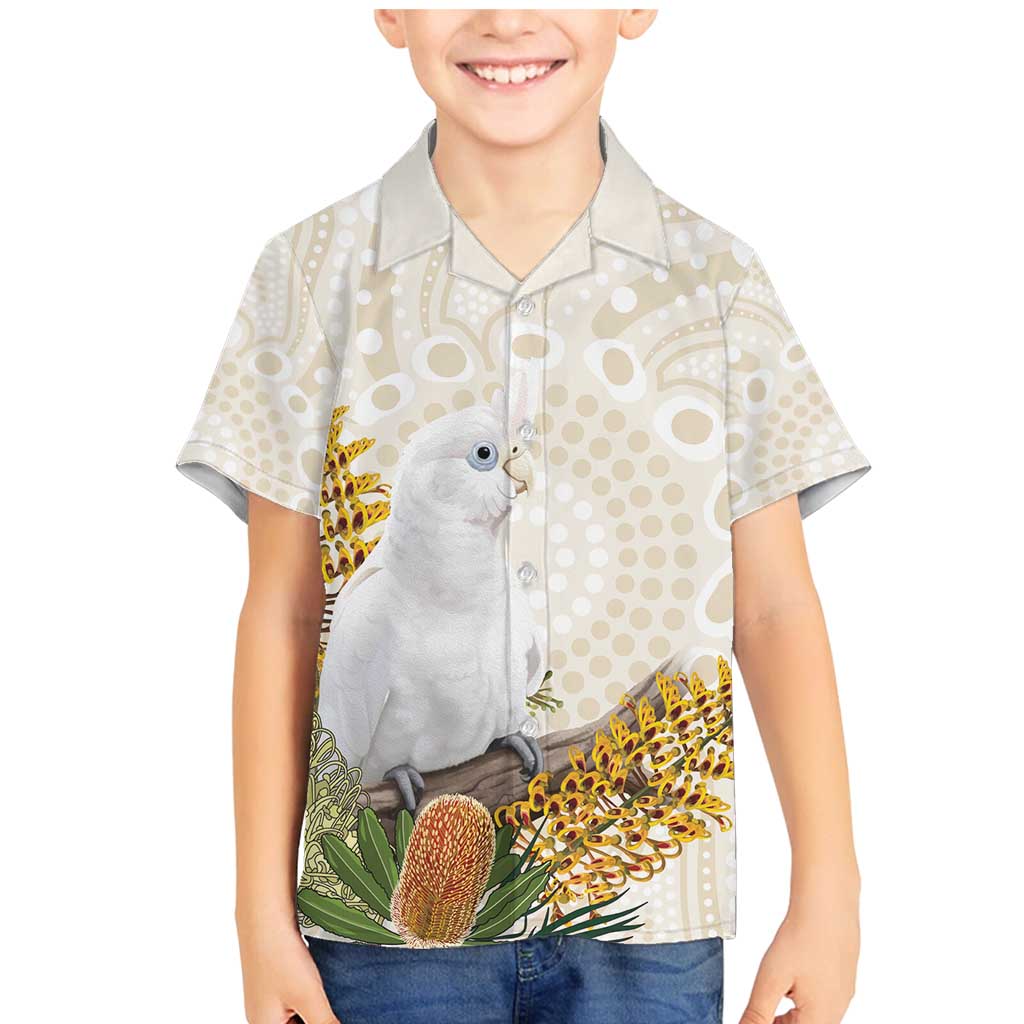 Australia Little Corella Family Matching Mermaid Dress and Hawaiian Shirt Cacatua Sanguinea Western Grevillea Aboriginal Art - Aussie Hoodie