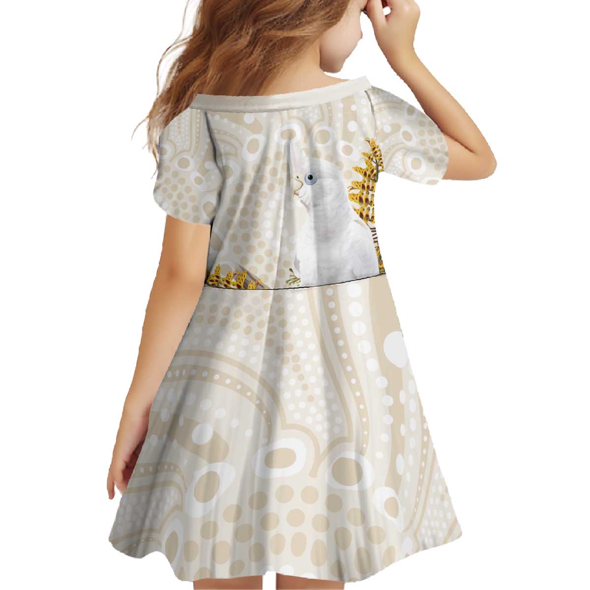 Australia Little Corella Family Matching Off The Shoulder Long Sleeve Dress and Hawaiian Shirt Cacatua Sanguinea Western Grevillea Aboriginal Art - Aussie Hoodie