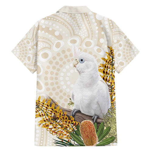 Australia Little Corella Family Matching Off The Shoulder Long Sleeve Dress and Hawaiian Shirt Cacatua Sanguinea Western Grevillea Aboriginal Art - Aussie Hoodie