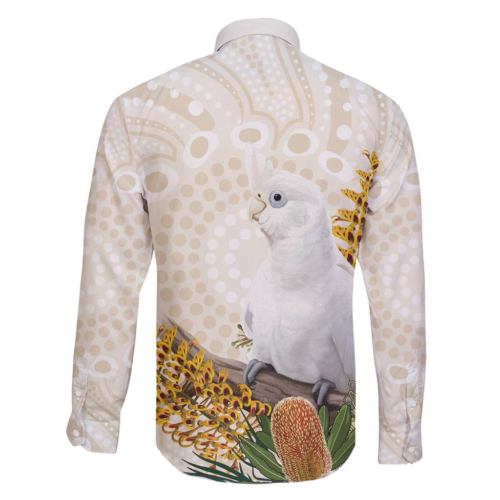 Australia Little Corella Family Matching Off The Shoulder Long Sleeve Dress and Hawaiian Shirt Cacatua Sanguinea Western Grevillea Aboriginal Art - Aussie Hoodie