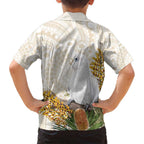 Australia Little Corella Family Matching Off Shoulder Maxi Dress and Hawaiian Shirt Cacatua Sanguinea Western Grevillea Aboriginal Art - Aussie Hoodie